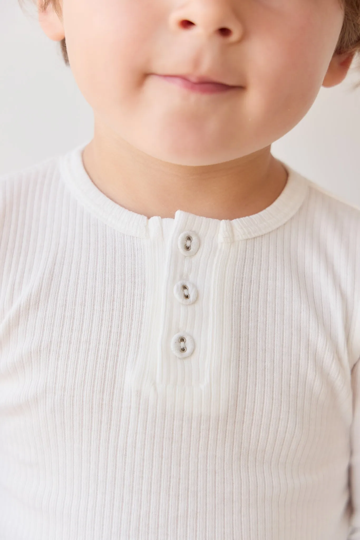Organic Cotton Modal Long Sleeve Henley - Milk
