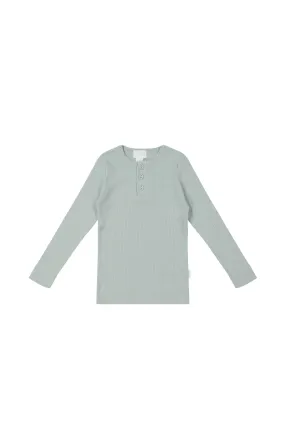 Organic Cotton Modal Long Sleeve Henley - Mineral