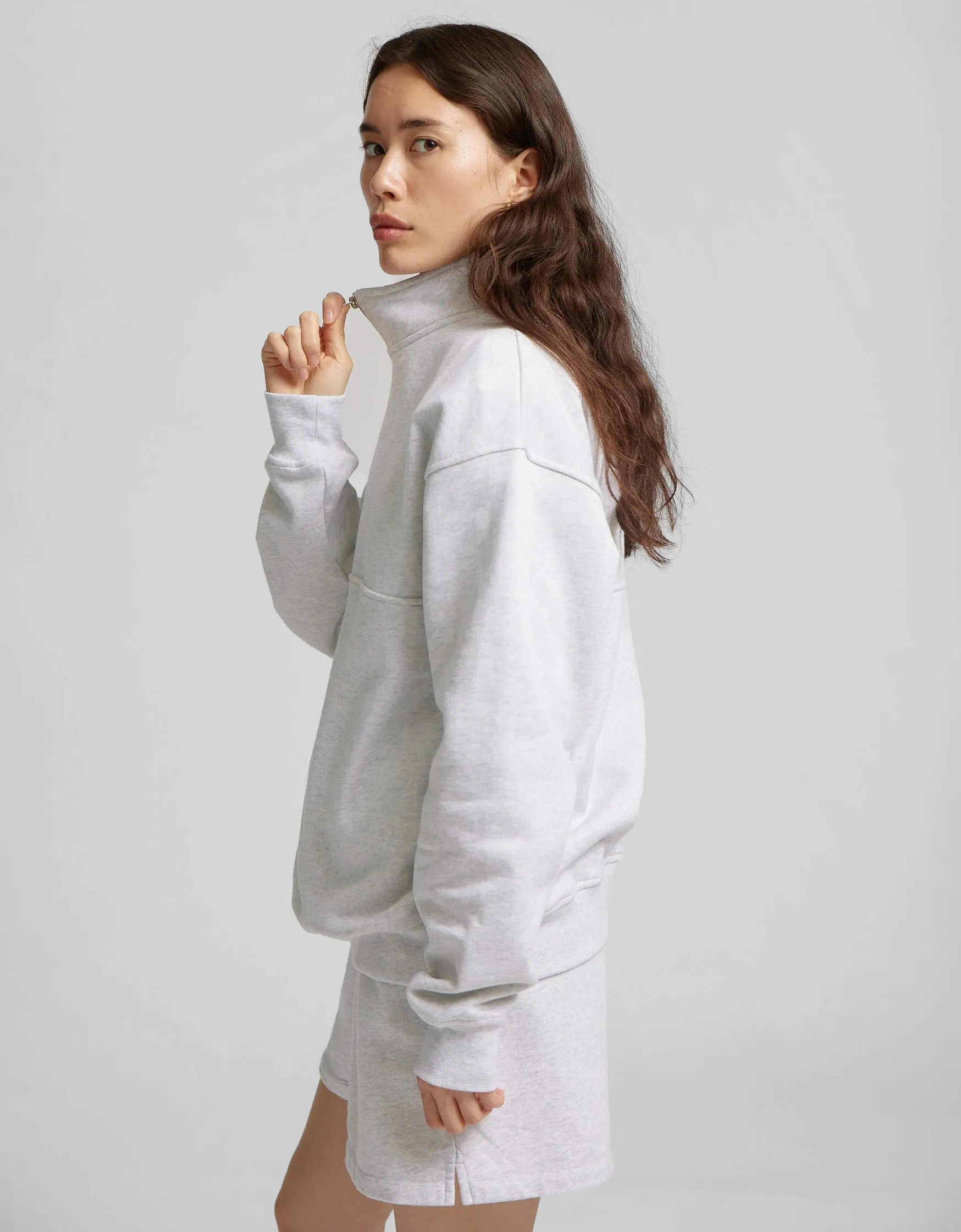 Organic Quarter Zip - Light Aqua
