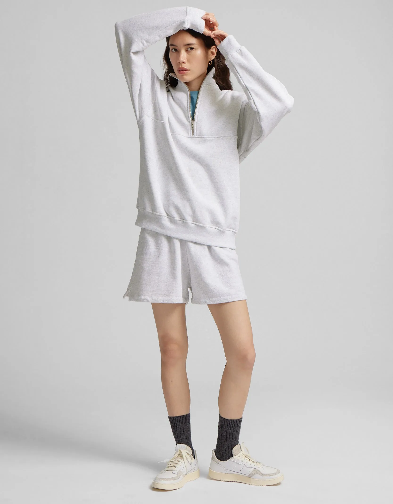Organic Quarter Zip - Light Aqua