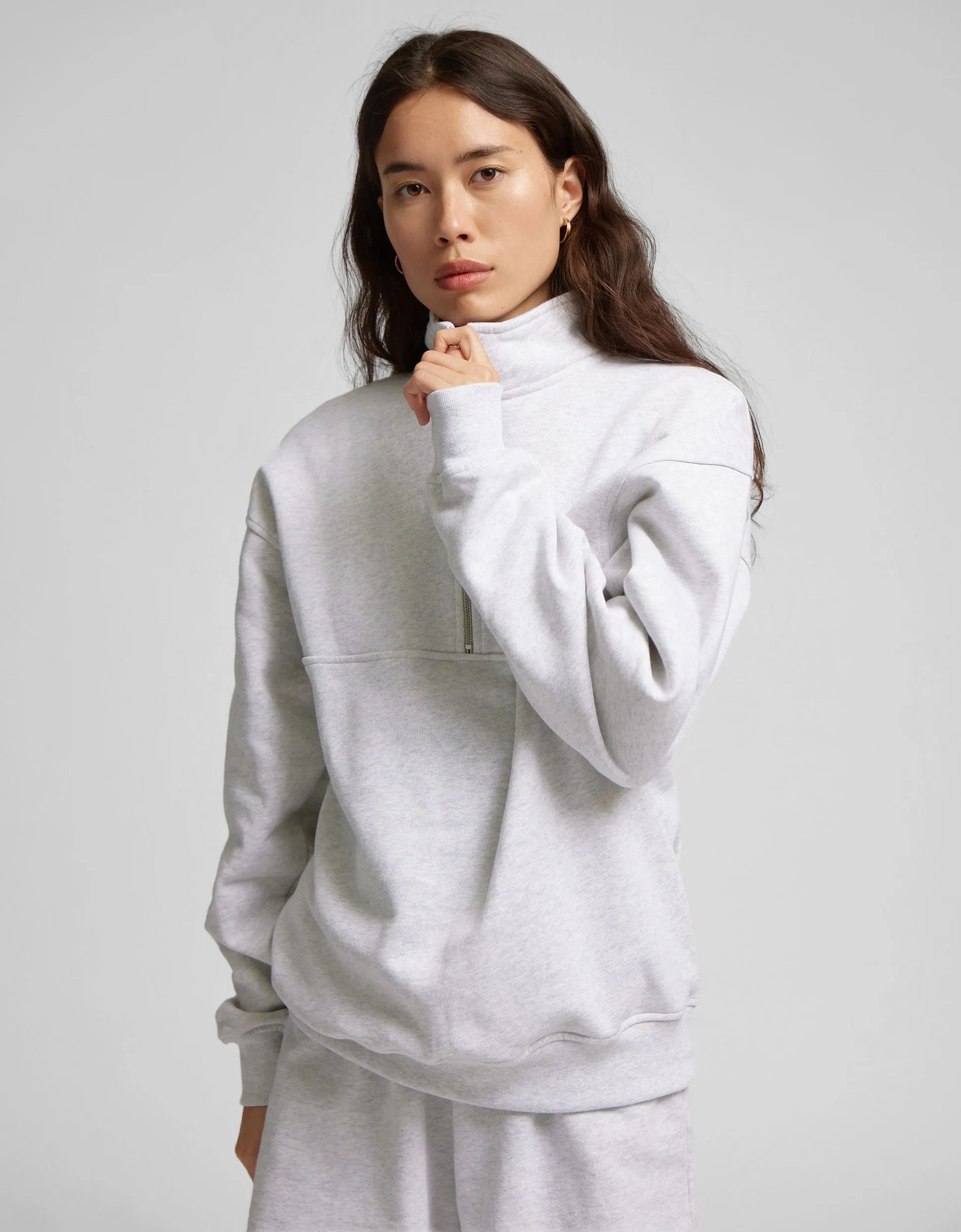 Organic Quarter Zip - Light Aqua