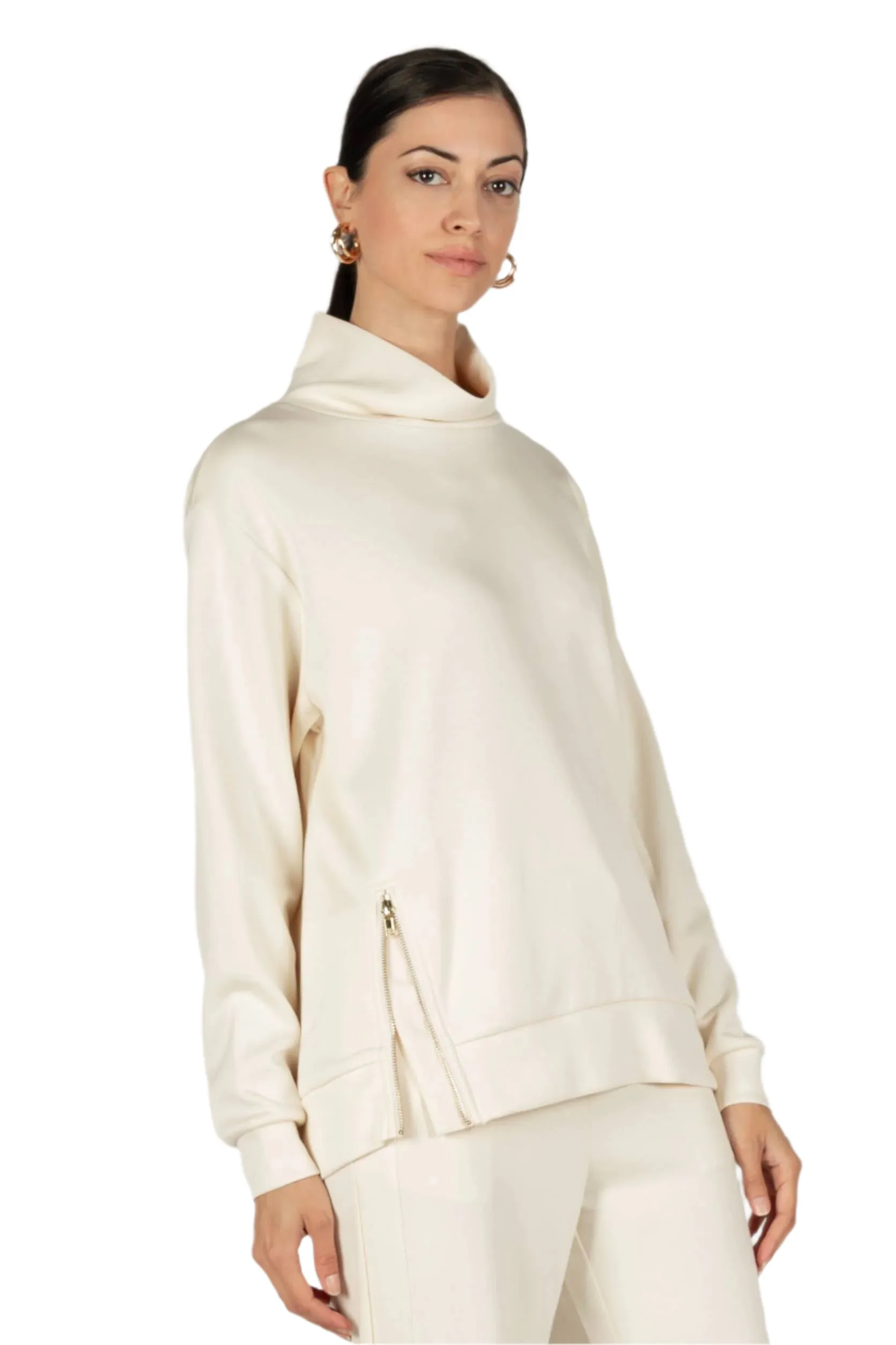 p cill Butter Modal Mock Neck Top w/ Side Zipper