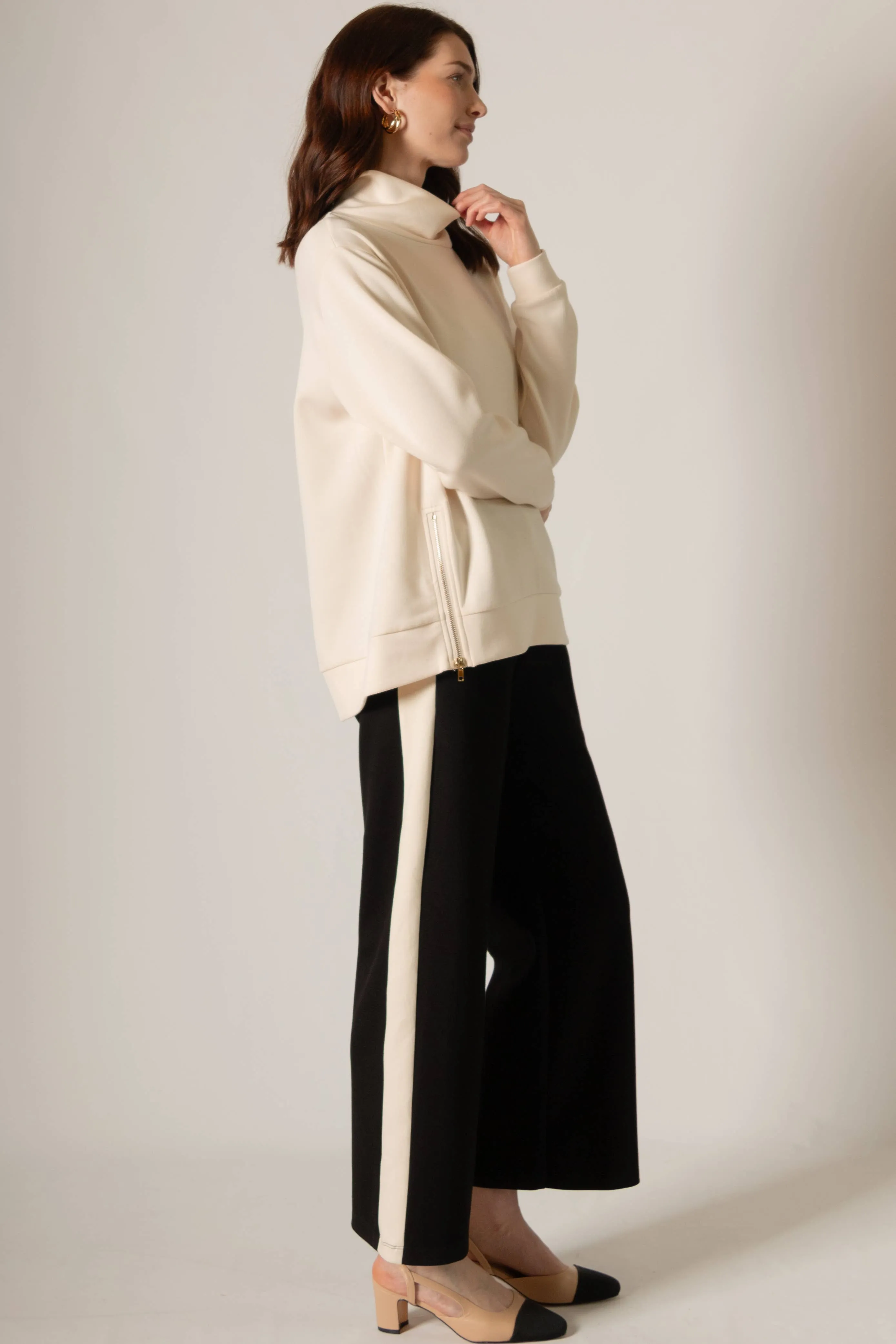 p cill Butter Modal Mock Neck Top w/ Side Zipper