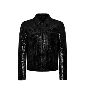 Patent Stamped Croc Jean Jacket