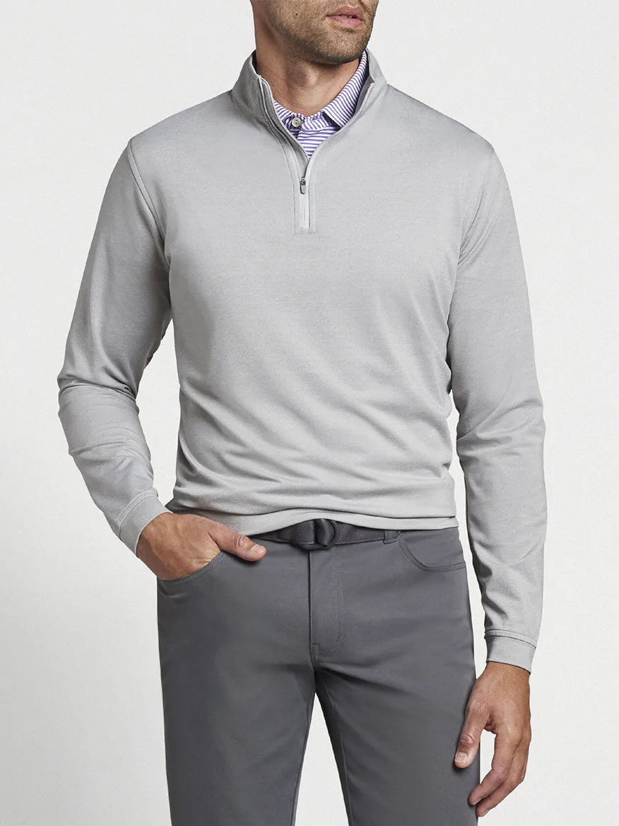 Peter Millar Perth Melange Performance Quarter-Zip in Gale Grey