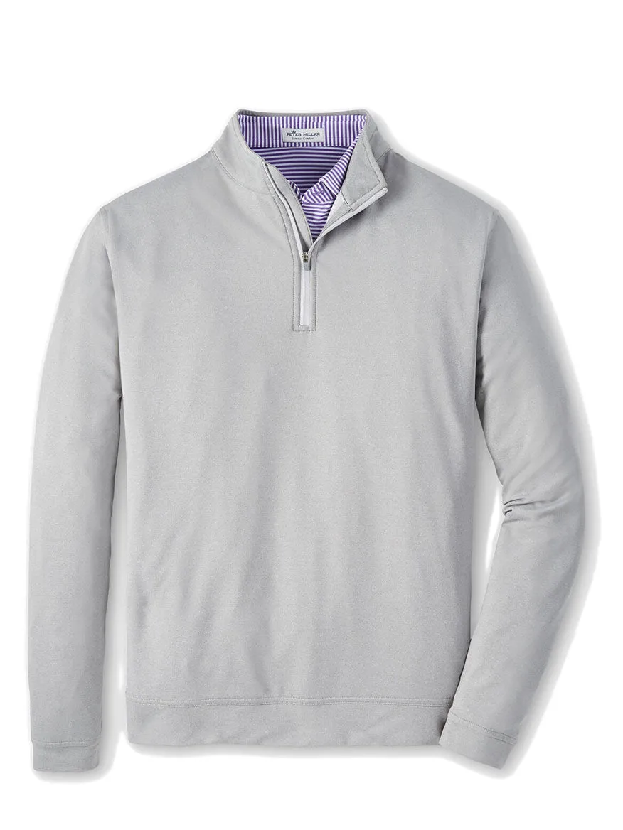 Peter Millar Perth Melange Performance Quarter-Zip in Gale Grey