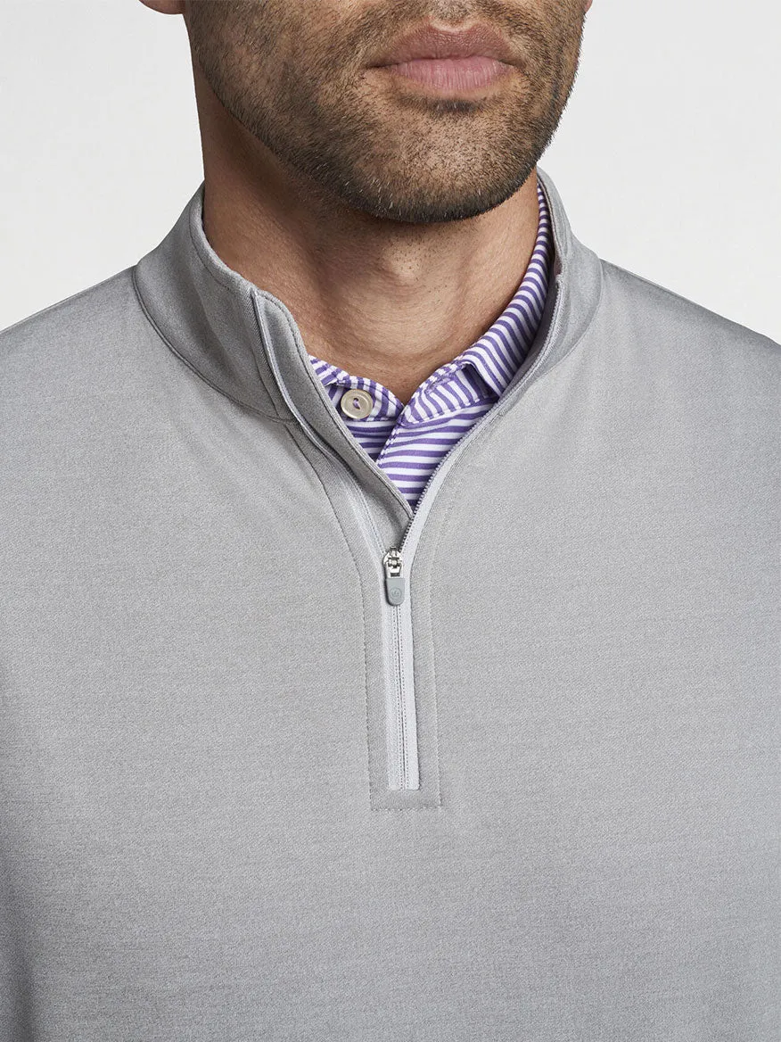 Peter Millar Perth Melange Performance Quarter-Zip in Gale Grey