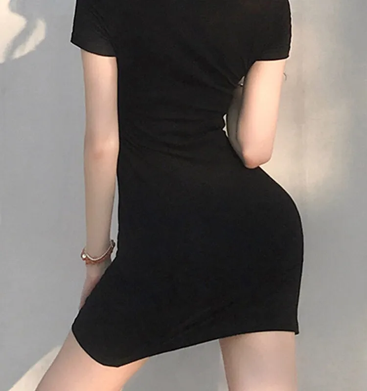 Punk Choker Split Side Dress Mini Dress