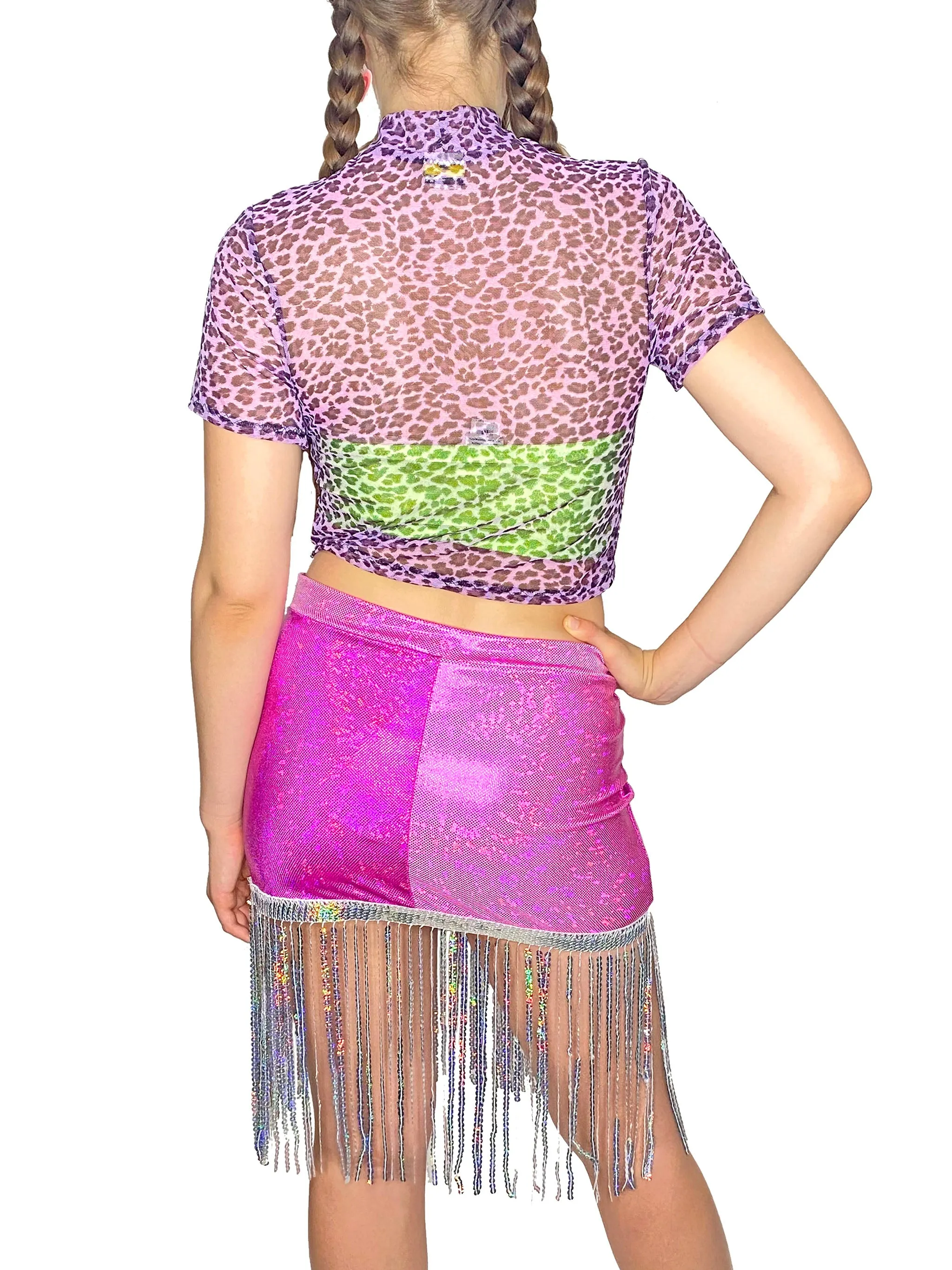 Purple Leopard Mesh Top (Large)