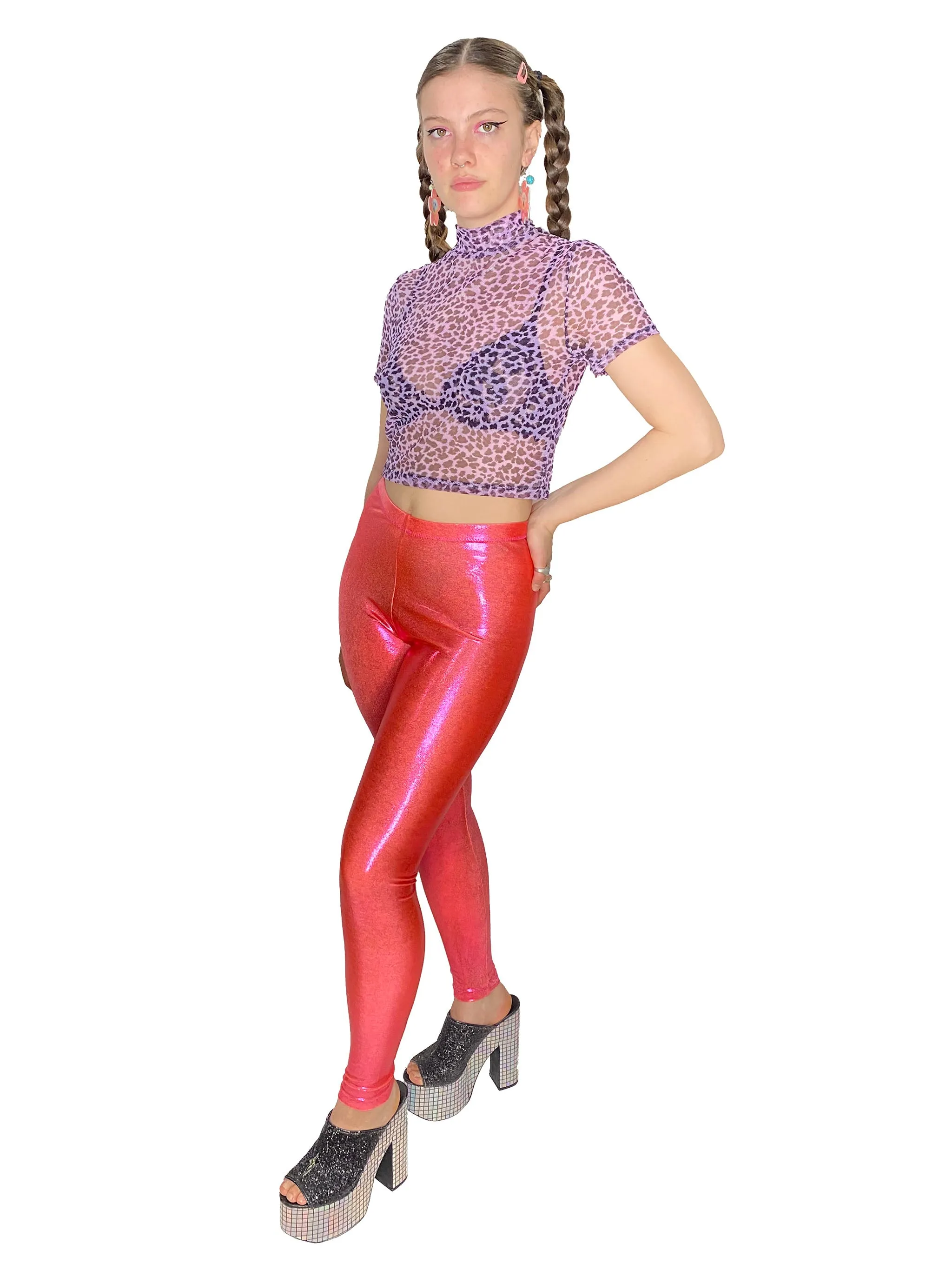 Purple Leopard Mesh Top (Large)
