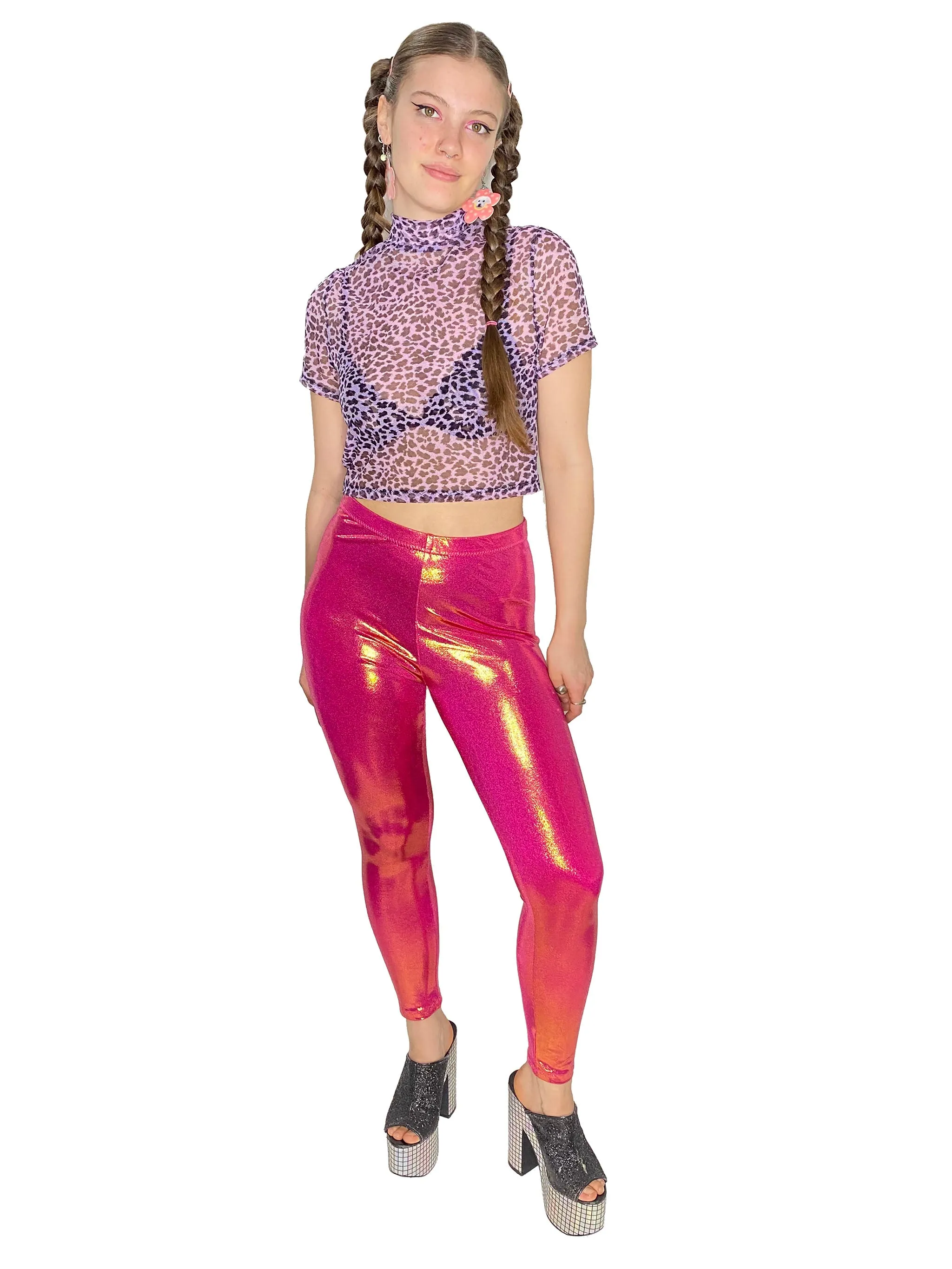 Purple Leopard Mesh Top (Large)