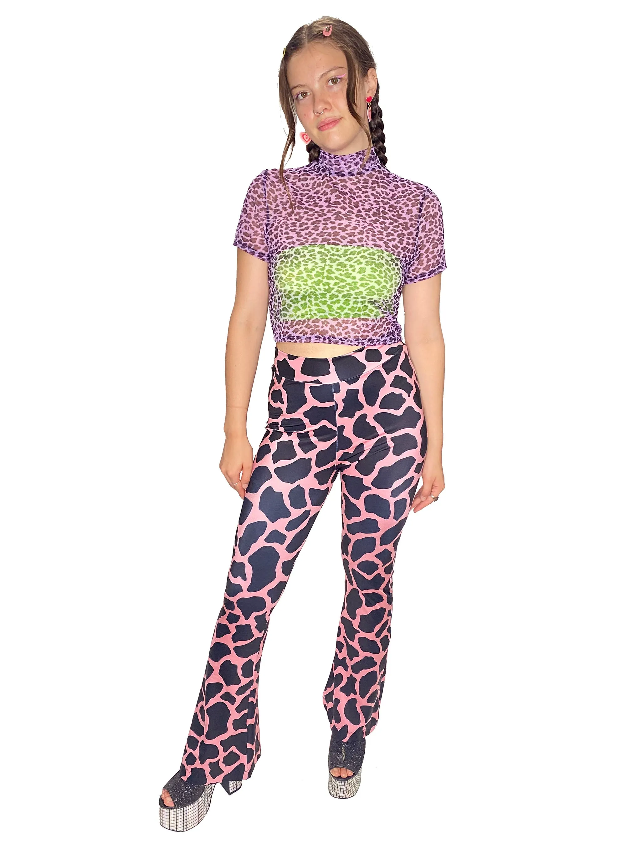Purple Leopard Mesh Top (Large)