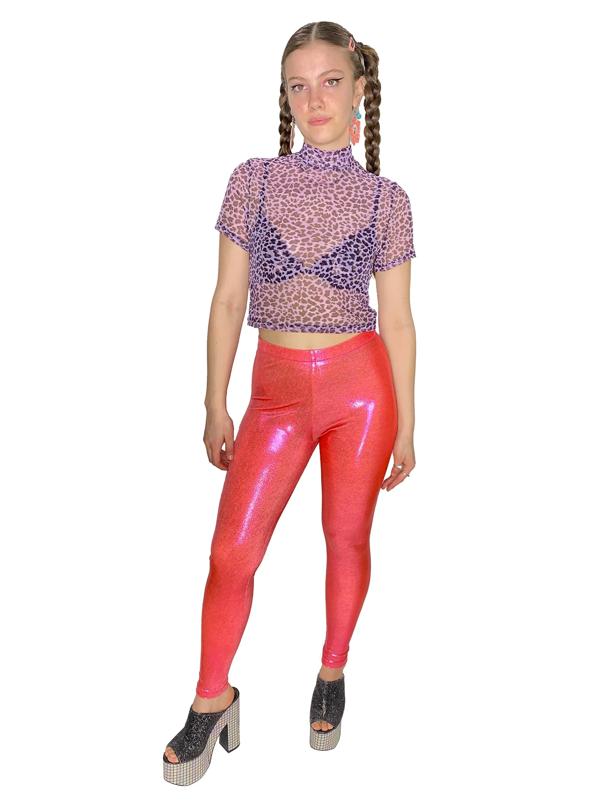 Purple Leopard Mesh Top (Large)