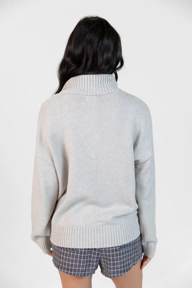 Roll With It Heather Grey Solid Quarter Zip Sweater FINAL SALE