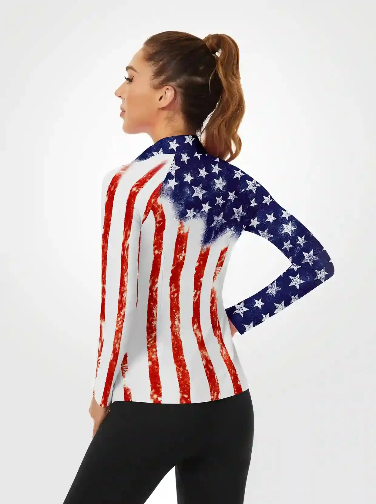 Star and Strip Quarterzip Long-sleeve Shirt for Women