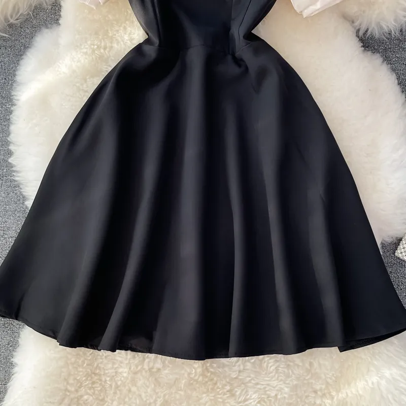 Summer Dress French Style A Line Skirt Elegant Beaded Dress for Women 1345