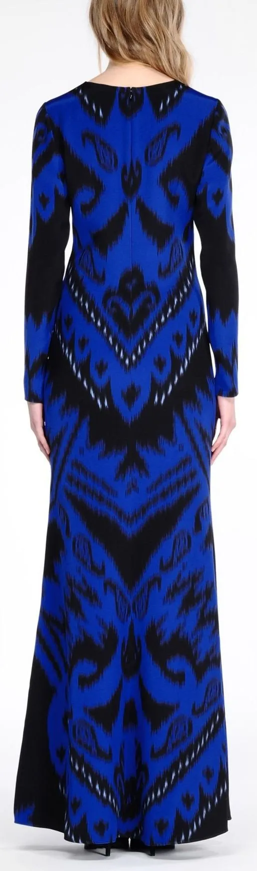 'Suzani' Motif Printed Long Gown in Blue