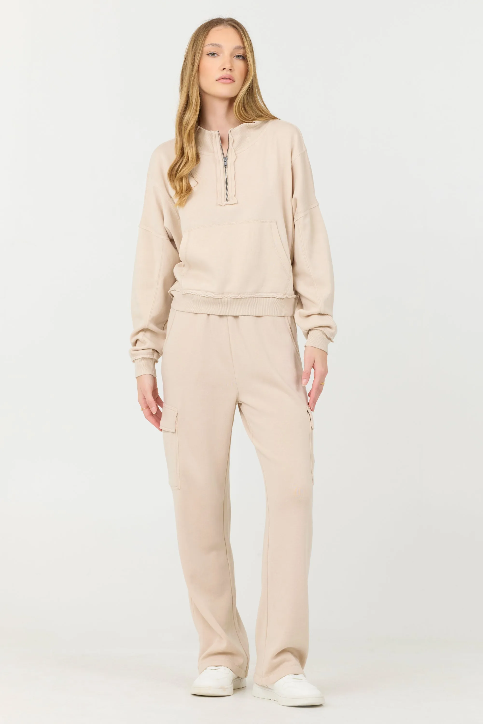 Vanilla Cream Cashmere Fleece Quarter Zip