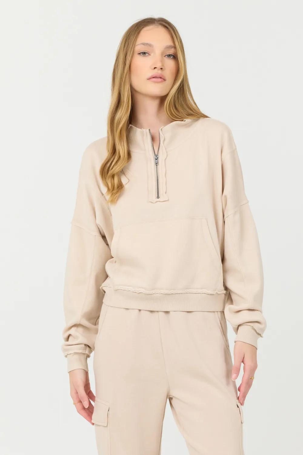 Vanilla Cream Cashmere Fleece Quarter Zip