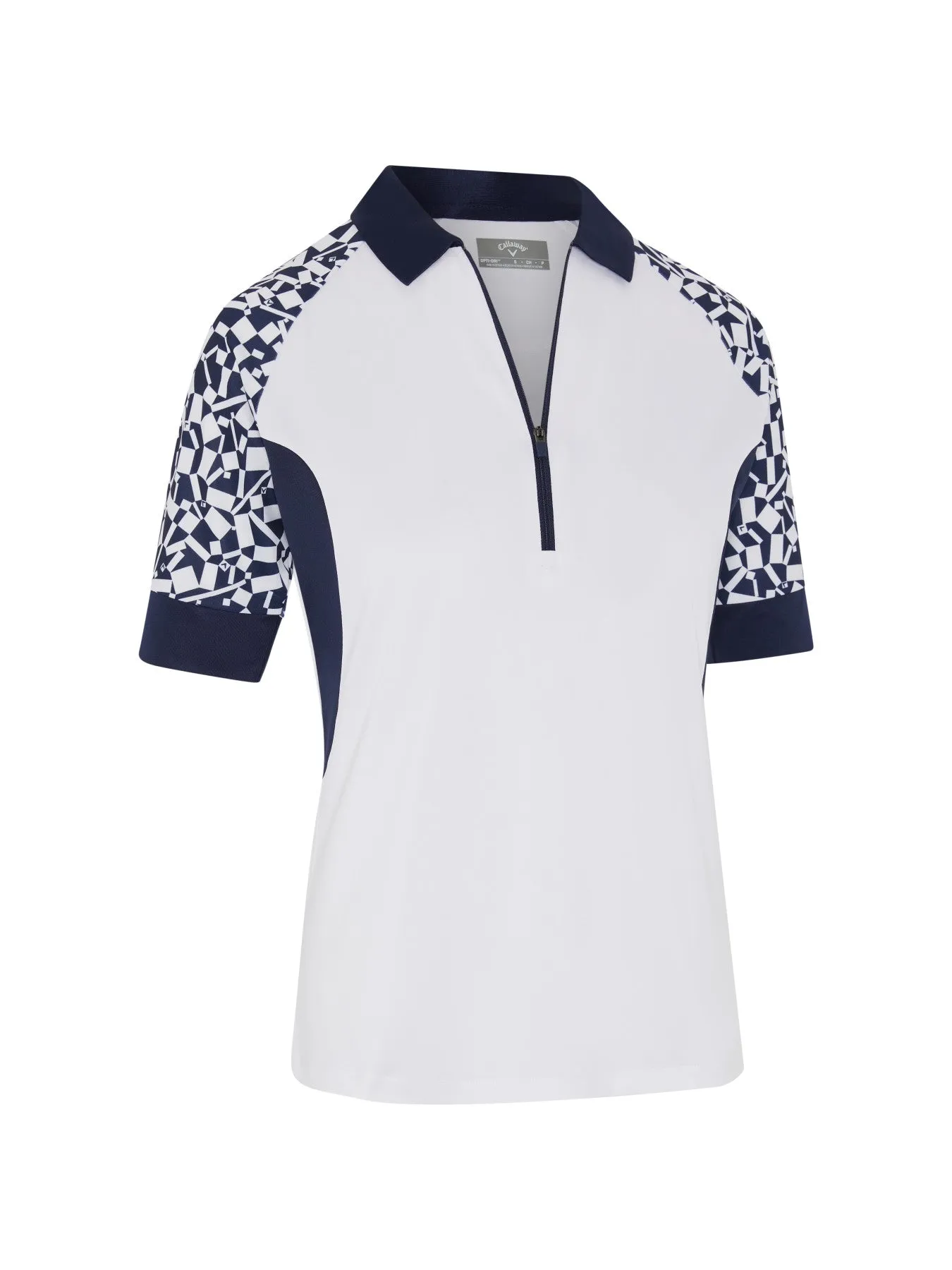 Women's Two-Tone Geometric 1/4 Zip Golf Polo In Brilliant White